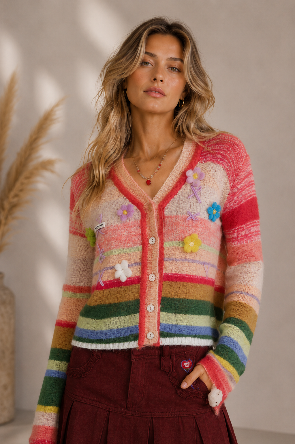 Sweet Bloom Rainbow Knit Cardigan