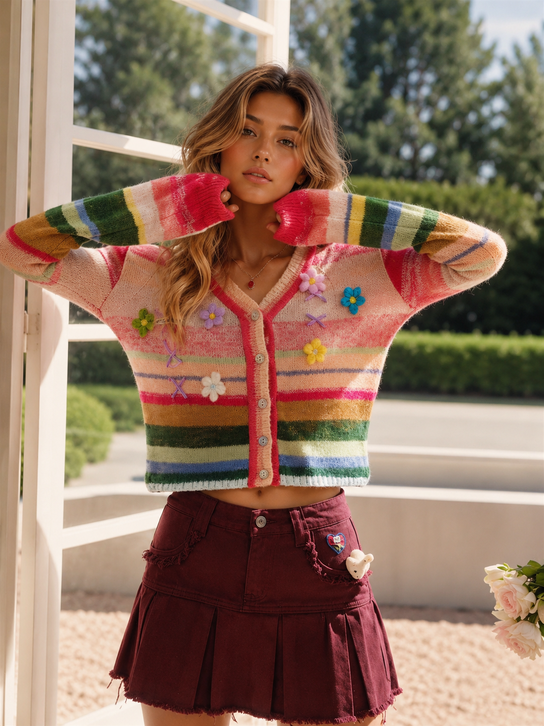 Sweet Bloom Rainbow Knit Cardigan