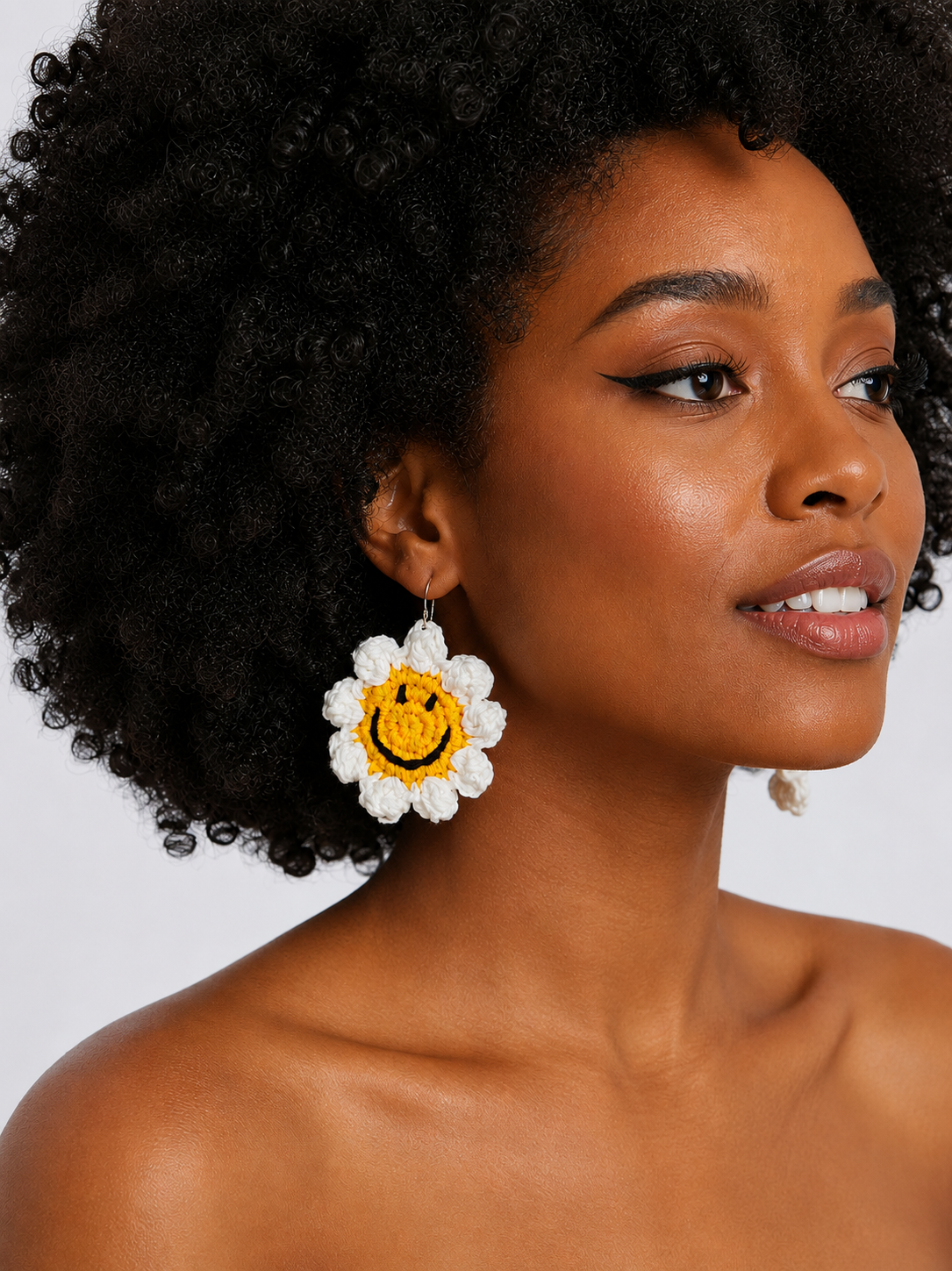 Smiley Daisy Handmade Crochet Earrings