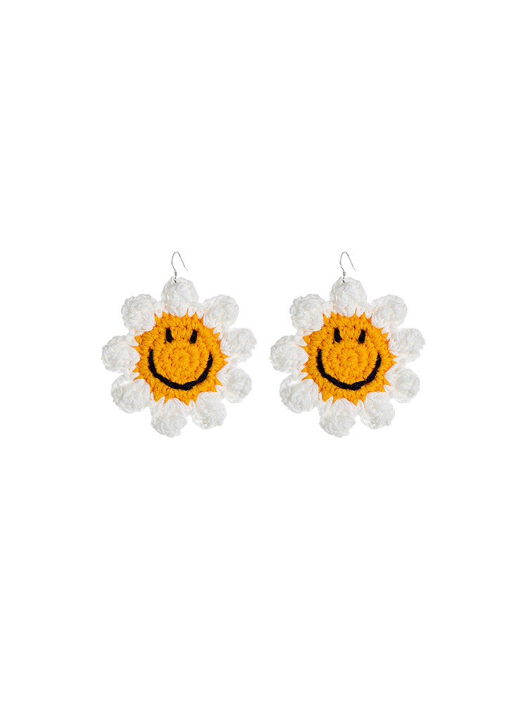 Smiley Daisy Handmade Crochet Earrings
